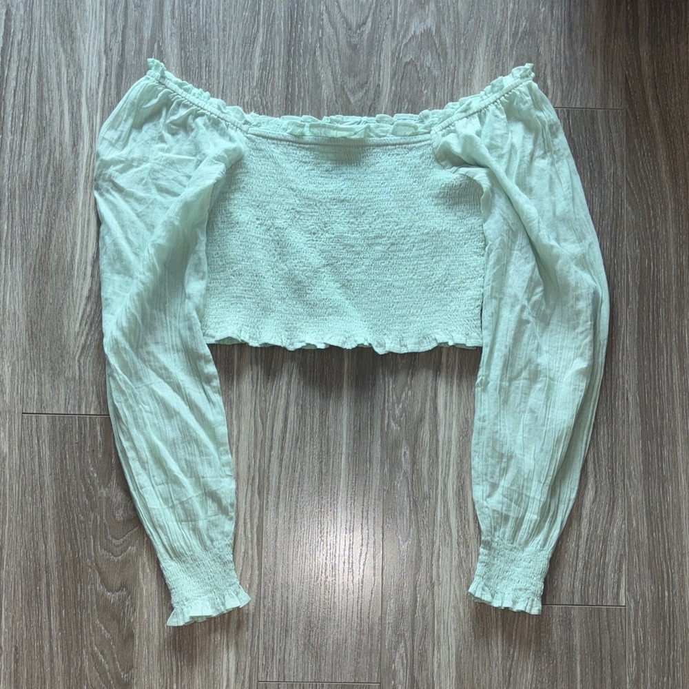 Aerie Women’s Mint Green Smocked Women's Top